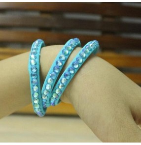 3pcs Latin dance blackpool competition bracelet for women girls kids GB dance bangles performance black Turquoise blue